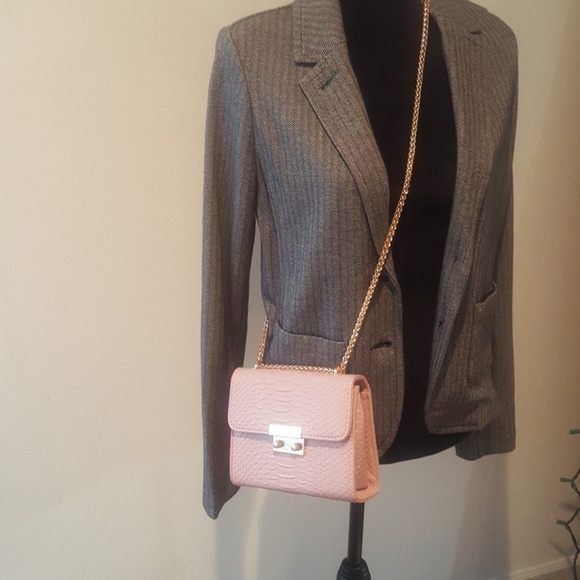 Handbags - Baby pink faux snake convertible purse
